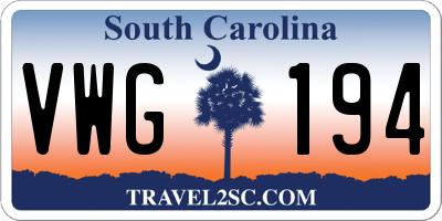 SC license plate VWG194