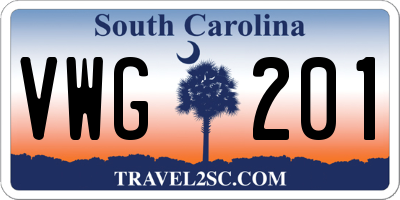 SC license plate VWG201