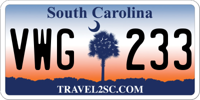 SC license plate VWG233