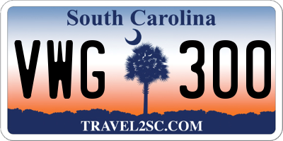 SC license plate VWG300