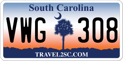 SC license plate VWG308