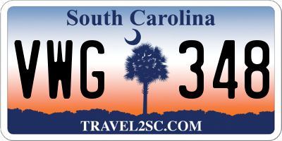 SC license plate VWG348