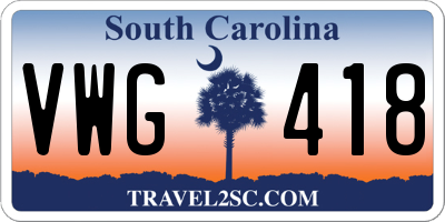 SC license plate VWG418