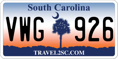 SC license plate VWG926