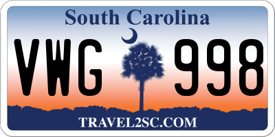 SC license plate VWG998