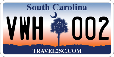 SC license plate VWH002