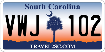SC license plate VWJ102