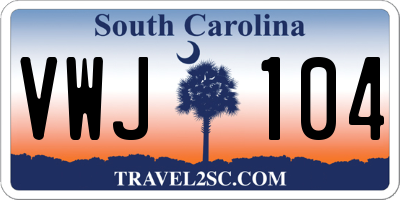 SC license plate VWJ104