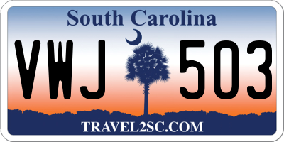 SC license plate VWJ503