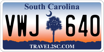 SC license plate VWJ640