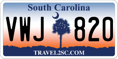 SC license plate VWJ820