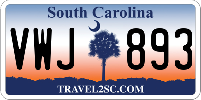 SC license plate VWJ893