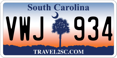 SC license plate VWJ934