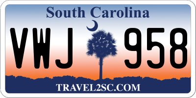 SC license plate VWJ958