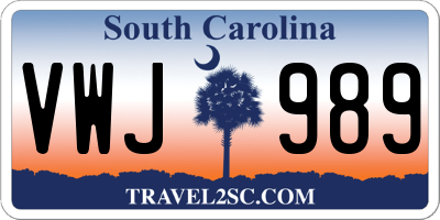 SC license plate VWJ989