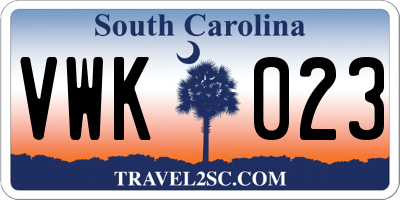 SC license plate VWK023