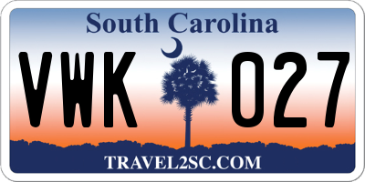 SC license plate VWK027