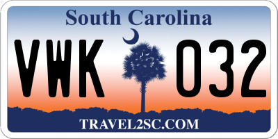SC license plate VWK032