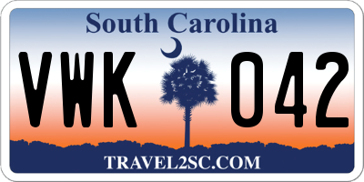 SC license plate VWK042