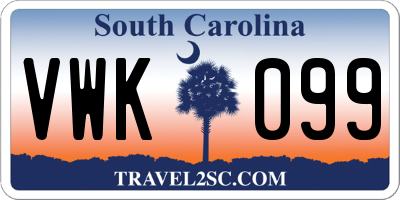 SC license plate VWK099