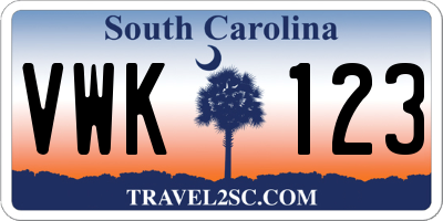 SC license plate VWK123