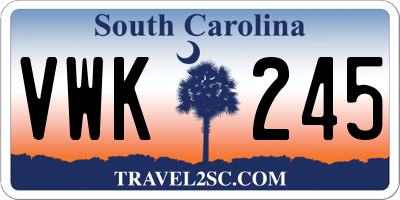 SC license plate VWK245