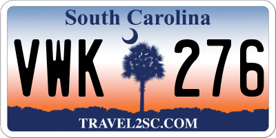 SC license plate VWK276