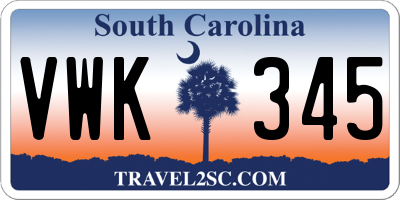 SC license plate VWK345