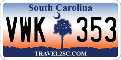 SC license plate VWK353
