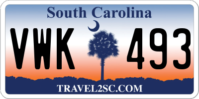 SC license plate VWK493