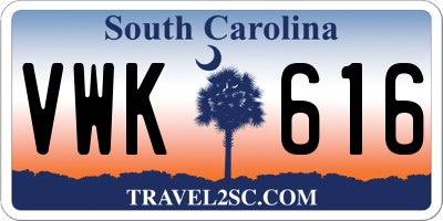 SC license plate VWK616