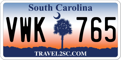 SC license plate VWK765