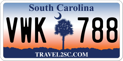 SC license plate VWK788