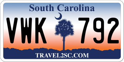 SC license plate VWK792