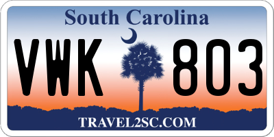 SC license plate VWK803