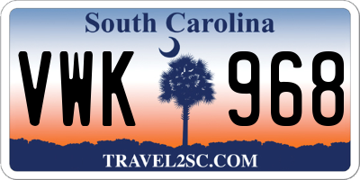 SC license plate VWK968