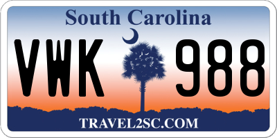SC license plate VWK988