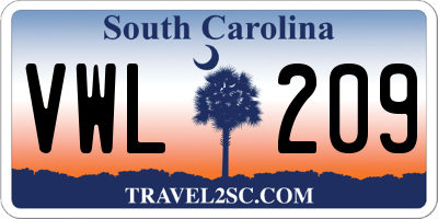 SC license plate VWL209