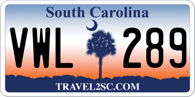 SC license plate VWL289