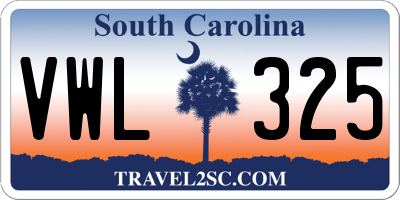 SC license plate VWL325