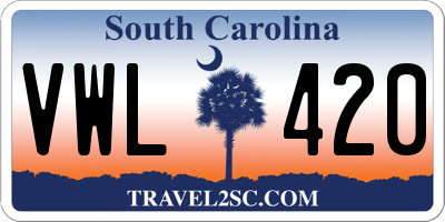 SC license plate VWL420