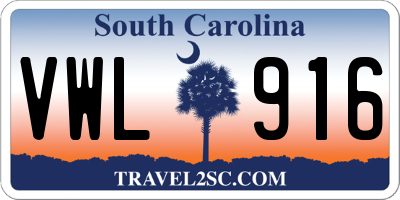 SC license plate VWL916