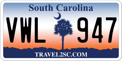 SC license plate VWL947