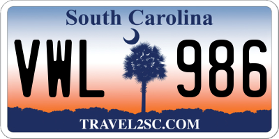 SC license plate VWL986