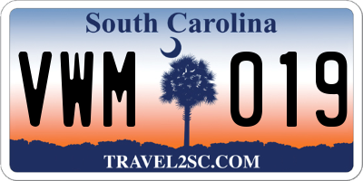 SC license plate VWM019