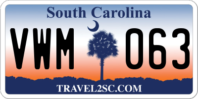 SC license plate VWM063