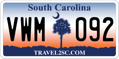 SC license plate VWM092