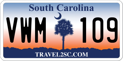 SC license plate VWM109