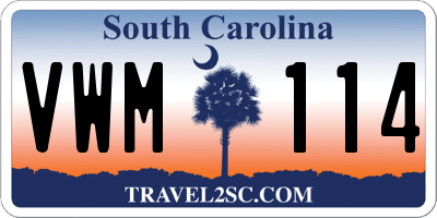 SC license plate VWM114
