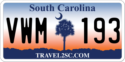 SC license plate VWM193